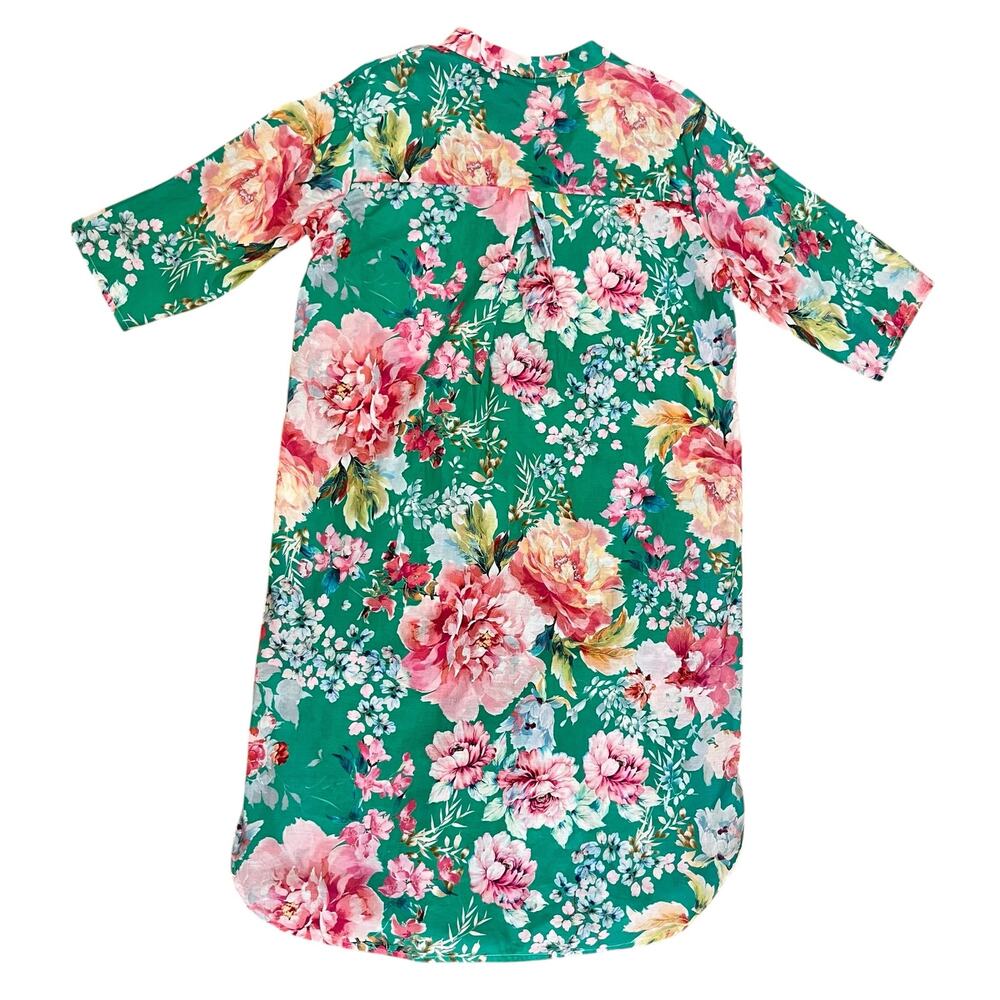 Nota Bene Italy Made Floral Tunic Shirtdress OSFM M/L Resort Coastal Luxe Cotton - Picture 8 of 16